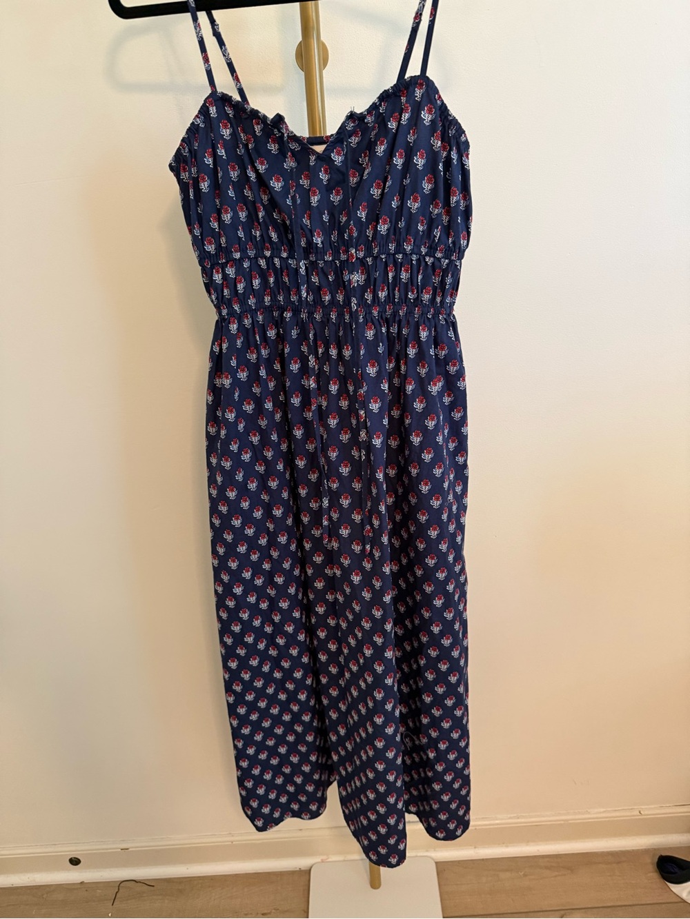 Universal Thread Navy Floral Maxi Dress with Red & White Accents